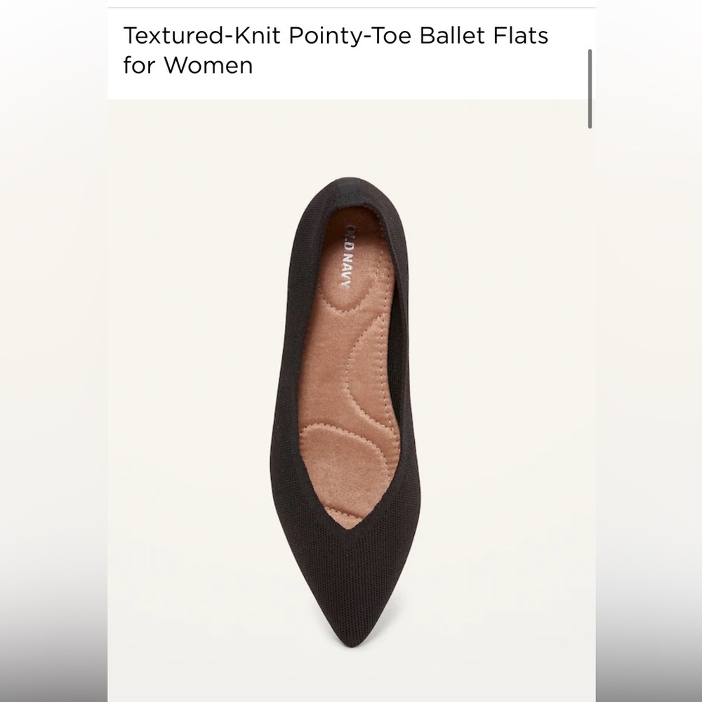 Old Navy Textured Knit Pointy Toe Ballet Shoes - Black
